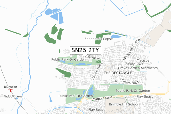 SN25 2TY map - small scale - OS Open Zoomstack (Ordnance Survey)