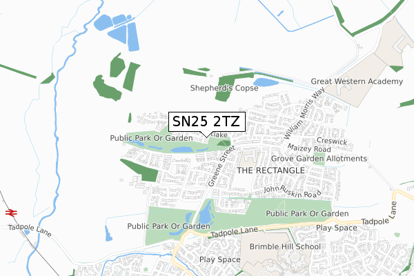 SN25 2TZ map - small scale - OS Open Zoomstack (Ordnance Survey)