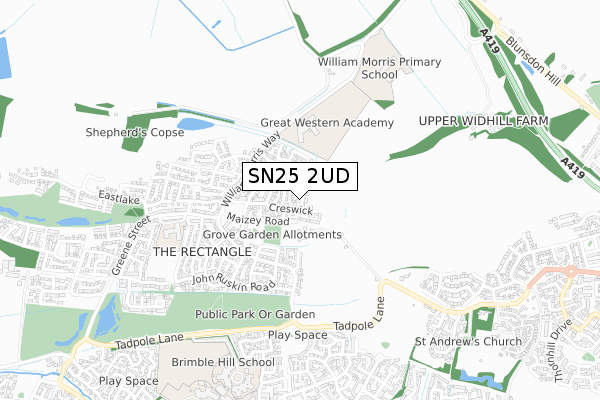 SN25 2UD map - small scale - OS Open Zoomstack (Ordnance Survey)