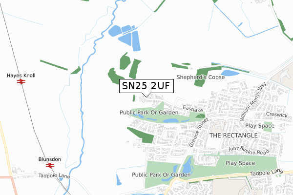 SN25 2UF map - small scale - OS Open Zoomstack (Ordnance Survey)