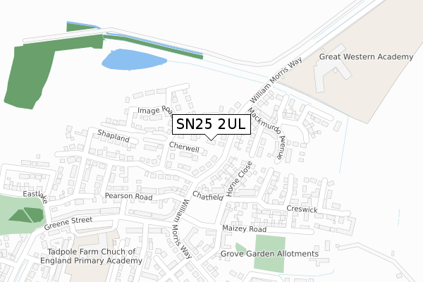 SN25 2UL map - large scale - OS Open Zoomstack (Ordnance Survey)
