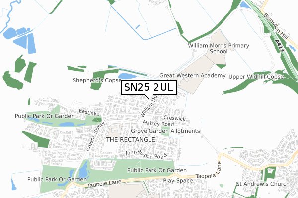 SN25 2UL map - small scale - OS Open Zoomstack (Ordnance Survey)
