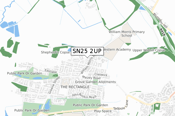 SN25 2UP map - small scale - OS Open Zoomstack (Ordnance Survey)