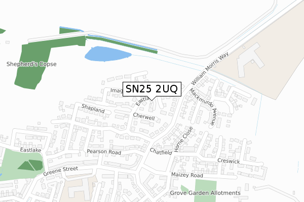 SN25 2UQ map - large scale - OS Open Zoomstack (Ordnance Survey)