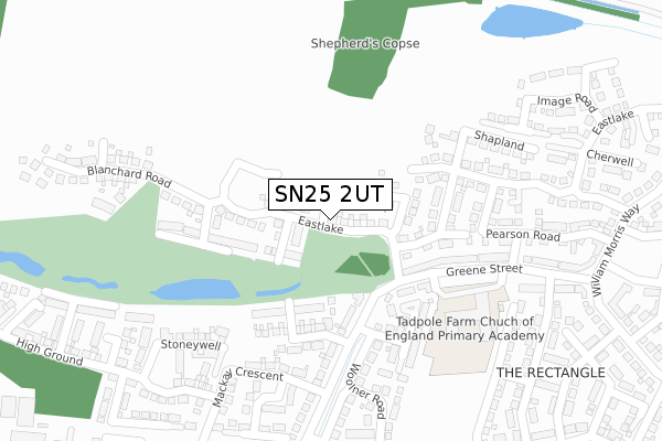SN25 2UT map - large scale - OS Open Zoomstack (Ordnance Survey)