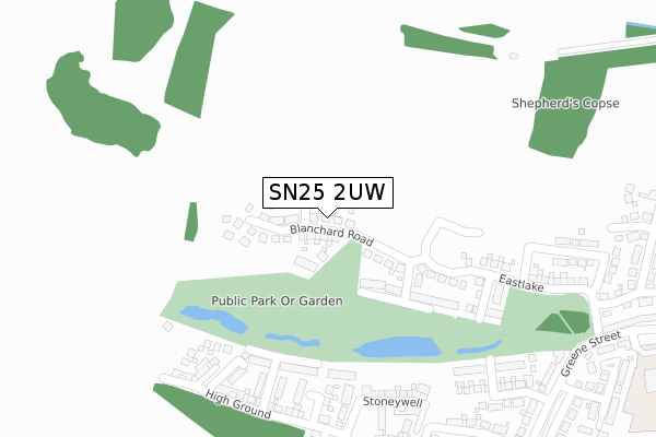 SN25 2UW map - large scale - OS Open Zoomstack (Ordnance Survey)