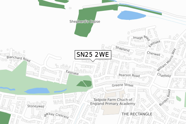 SN25 2WE map - large scale - OS Open Zoomstack (Ordnance Survey)