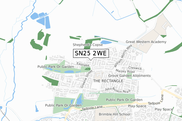 SN25 2WE map - small scale - OS Open Zoomstack (Ordnance Survey)