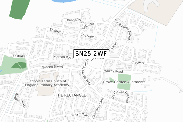SN25 2WF map - large scale - OS Open Zoomstack (Ordnance Survey)