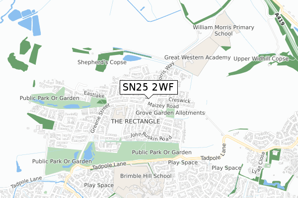 SN25 2WF map - small scale - OS Open Zoomstack (Ordnance Survey)