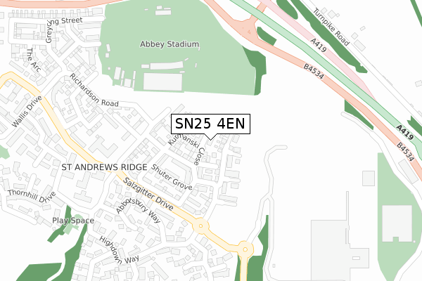 SN25 4EN map - large scale - OS Open Zoomstack (Ordnance Survey)
