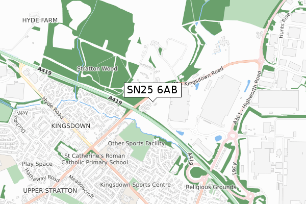 SN25 6AB map - small scale - OS Open Zoomstack (Ordnance Survey)