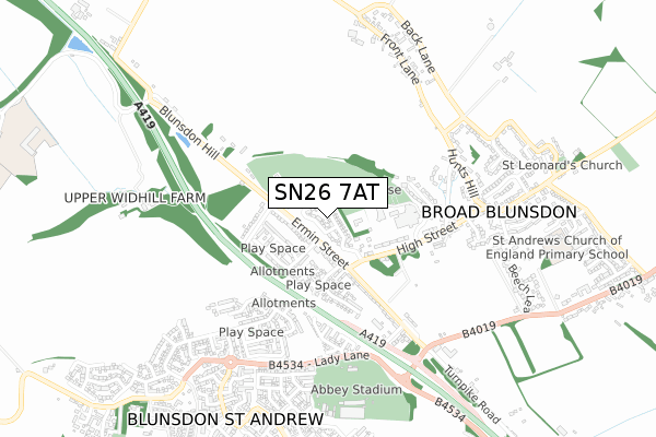 SN26 7AT map - small scale - OS Open Zoomstack (Ordnance Survey)