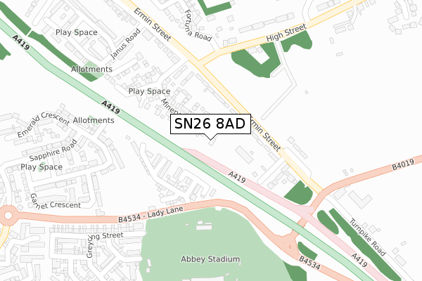 SN26 8AD map - large scale - OS Open Zoomstack (Ordnance Survey)