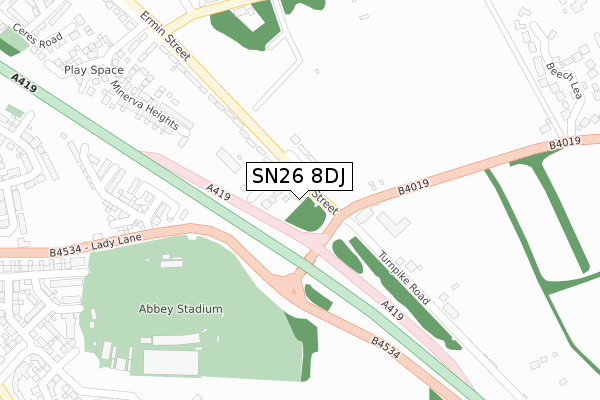 SN26 8DJ map - large scale - OS Open Zoomstack (Ordnance Survey)