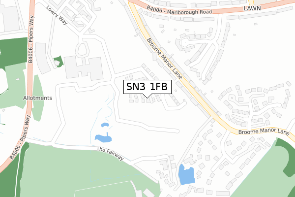 SN3 1FB map - large scale - OS Open Zoomstack (Ordnance Survey)