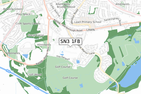 SN3 1FB map - small scale - OS Open Zoomstack (Ordnance Survey)