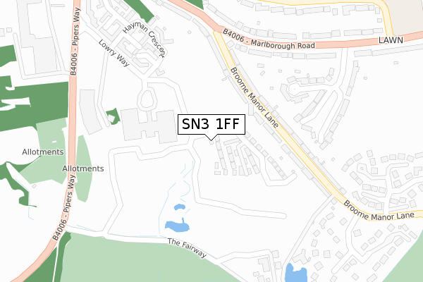 SN3 1FF map - large scale - OS Open Zoomstack (Ordnance Survey)