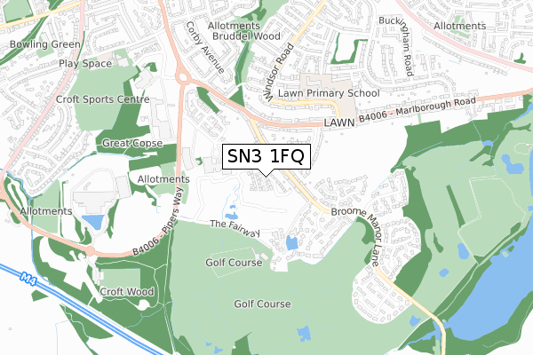 SN3 1FQ map - small scale - OS Open Zoomstack (Ordnance Survey)