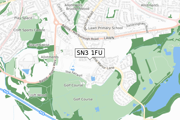 SN3 1FU map - small scale - OS Open Zoomstack (Ordnance Survey)