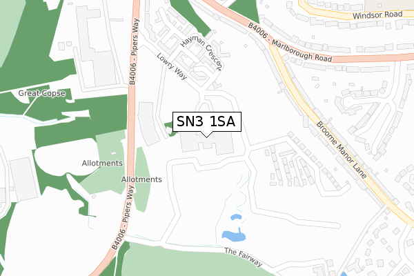 SN3 1SA map - large scale - OS Open Zoomstack (Ordnance Survey)