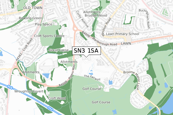 SN3 1SA map - small scale - OS Open Zoomstack (Ordnance Survey)