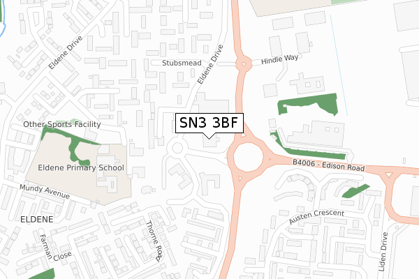 SN3 3BF map - large scale - OS Open Zoomstack (Ordnance Survey)