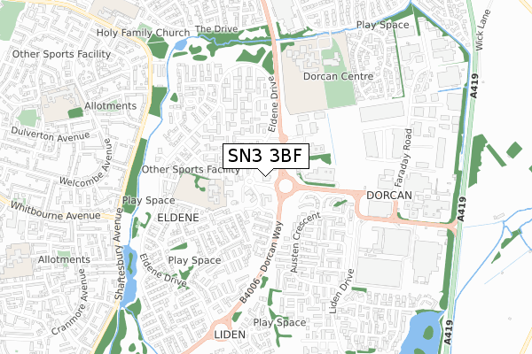 SN3 3BF map - small scale - OS Open Zoomstack (Ordnance Survey)