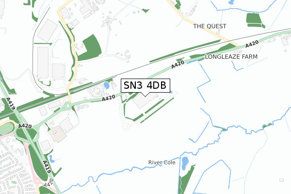 SN3 4DB map - small scale - OS Open Zoomstack (Ordnance Survey)