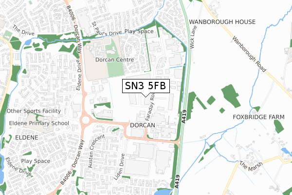 SN3 5FB map - small scale - OS Open Zoomstack (Ordnance Survey)