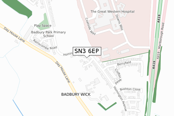 SN3 6EP map - large scale - OS Open Zoomstack (Ordnance Survey)