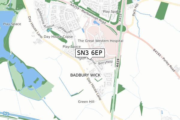 SN3 6EP map - small scale - OS Open Zoomstack (Ordnance Survey)