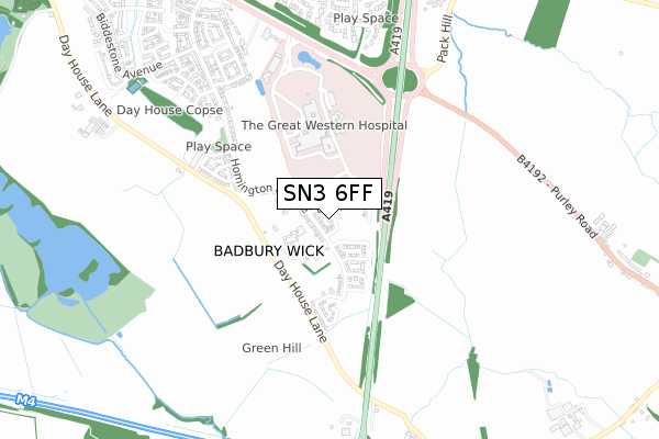 SN3 6FF map - small scale - OS Open Zoomstack (Ordnance Survey)