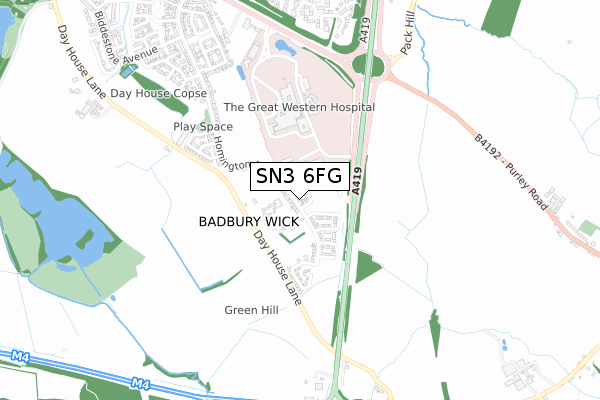 SN3 6FG map - small scale - OS Open Zoomstack (Ordnance Survey) SN3 6FG map - small scale - OS Open Zoomstack (Ordnance Survey)