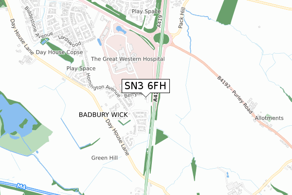 SN3 6FH map - small scale - OS Open Zoomstack (Ordnance Survey)