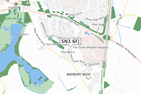 SN3 6FJ map - small scale - OS Open Zoomstack (Ordnance Survey)