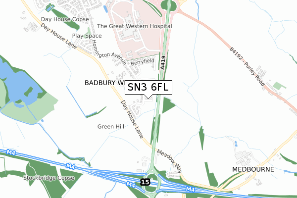 SN3 6FL map - small scale - OS Open Zoomstack (Ordnance Survey) SN3 6FL map - small scale - OS Open Zoomstack (Ordnance Survey)