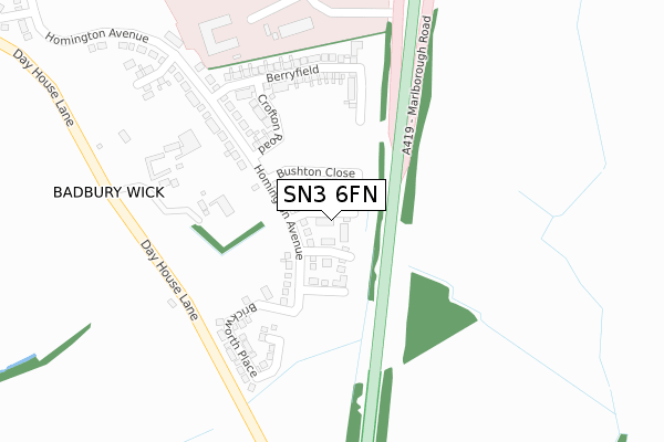 SN3 6FN map - large scale - OS Open Zoomstack (Ordnance Survey)