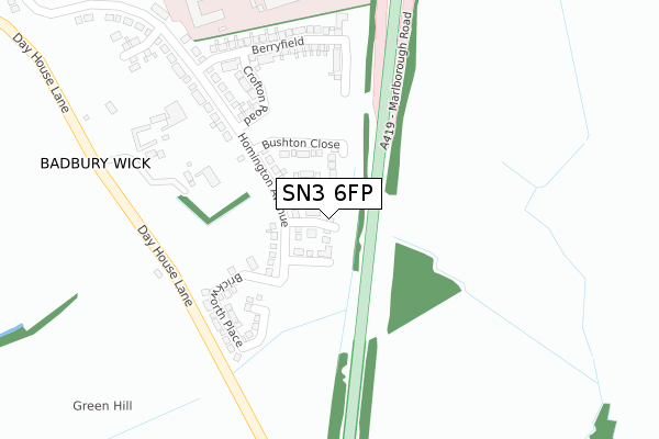 SN3 6FP map - large scale - OS Open Zoomstack (Ordnance Survey)