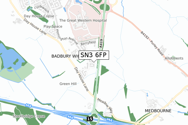 SN3 6FP map - small scale - OS Open Zoomstack (Ordnance Survey)