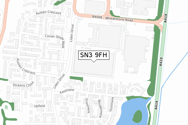 SN3 9FH map - large scale - OS Open Zoomstack (Ordnance Survey)