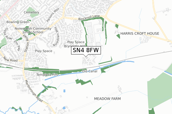 SN4 8FW map - small scale - OS Open Zoomstack (Ordnance Survey)