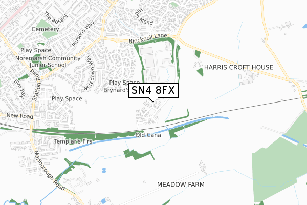 SN4 8FX map - small scale - OS Open Zoomstack (Ordnance Survey) SN4 8FX map - small scale - OS Open Zoomstack (Ordnance Survey)