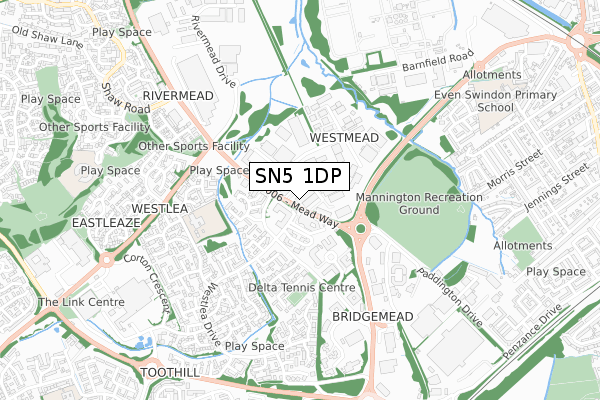 SN5 1DP map - small scale - OS Open Zoomstack (Ordnance Survey)