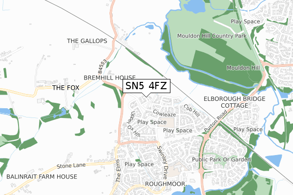 SN5 4FZ map - small scale - OS Open Zoomstack (Ordnance Survey)