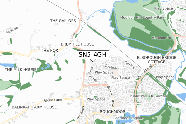 SN5 4GH map - small scale - OS Open Zoomstack (Ordnance Survey)