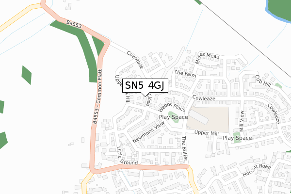 SN5 4GJ map - large scale - OS Open Zoomstack (Ordnance Survey)