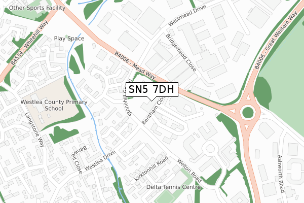 SN5 7DH map - large scale - OS Open Zoomstack (Ordnance Survey)