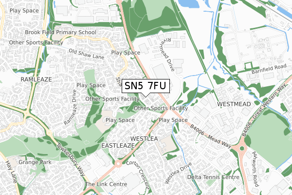 SN5 7FU map - small scale - OS Open Zoomstack (Ordnance Survey) SN5 7FU map - small scale - OS Open Zoomstack (Ordnance Survey)