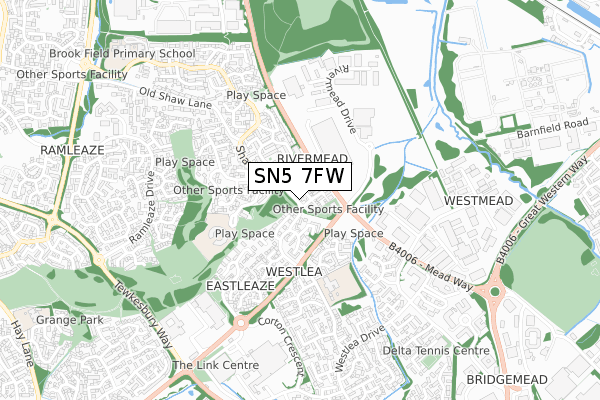 SN5 7FW map - small scale - OS Open Zoomstack (Ordnance Survey) SN5 7FW map - small scale - OS Open Zoomstack (Ordnance Survey)